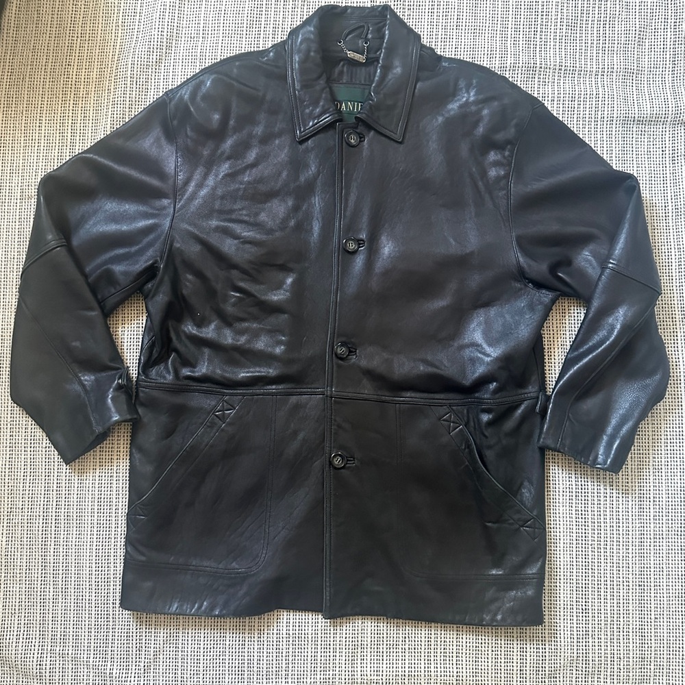 DANIER CANADA Black Leather Oversized Jacket Size Large